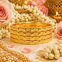 Traditional Panchaloha Bangles for Women | Designer Engraved Five Metal Bangle Set