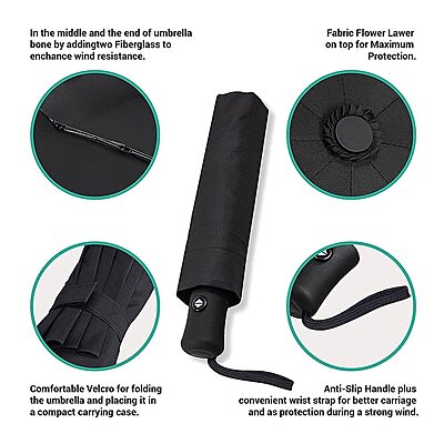 Auto Open Close Travel Umbrella Windproof Pack of 1 (Colour: Black) Auto Open Close Travel Umbrella Windproof Pack of 1 (Colour: Black)
