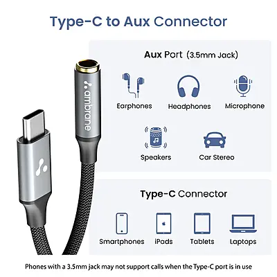 Type C to 3.5mm Ambrane AOTG-CX3