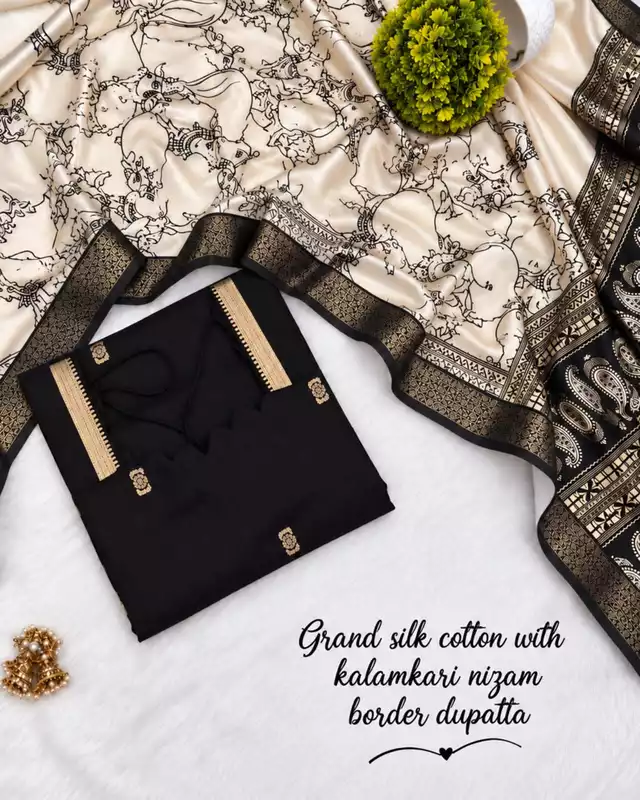 Nandini Mangalagiri Silk Cotton Top and Kalamkari Dupatta