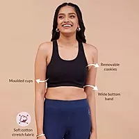 Nykd By Nykaa Cotton Stretch Slip On Sports Bra with Removable Cups NYK059