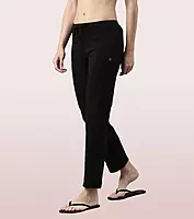 Enamor Essentials Womens E014-Mid Rise Slim Fit Basic Straight Leg Lounge Pants