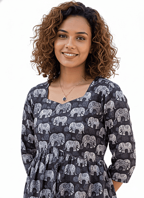 Peplum Top - Charcoal Black / Elephant