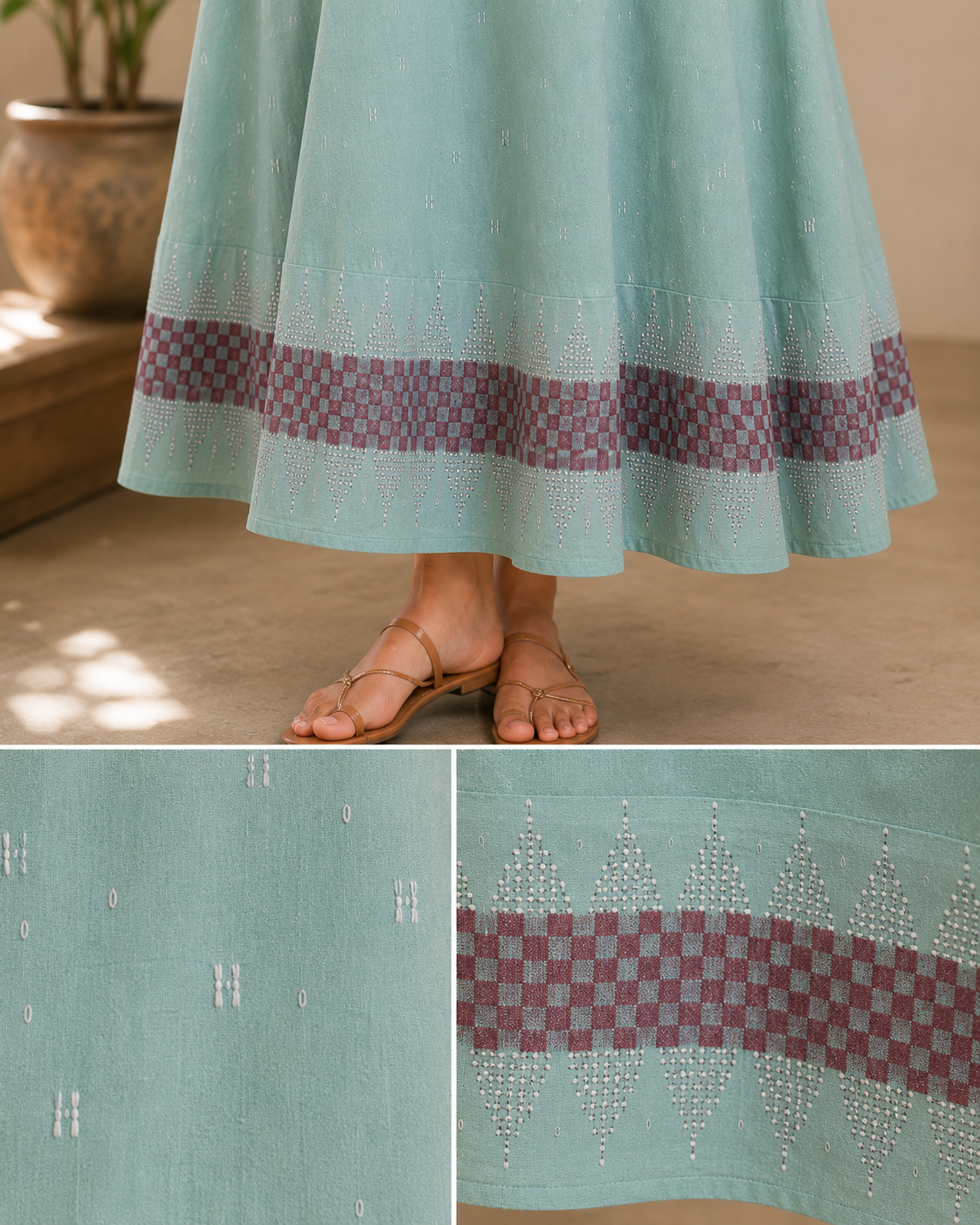 Women's Mint Green Cotton A-Line Top with Peter Pan Collar Women's Mint Green Cotton A-Line Top with Peter Pan Collar