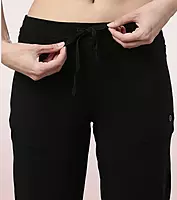 Enamor Essentials Womens E014-Mid Rise Slim Fit Basic Straight Leg Lounge Pants