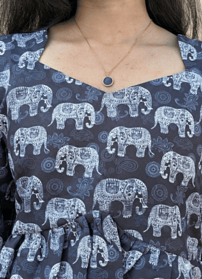 Peplum Top - Charcoal Black / Elephant