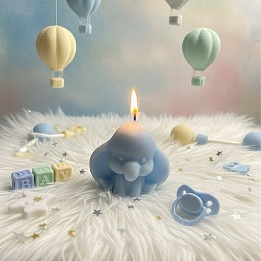SITTING ELEPHANT BLUE CANDLE