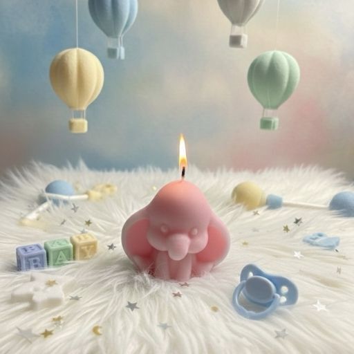 SITTING ELEPHANT PINK CANDLE