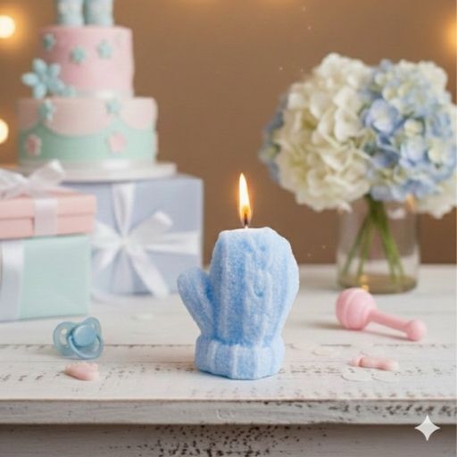 BABY MITTENS BLUE CANDLE