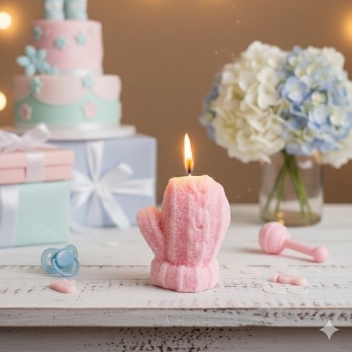 BABY MITTENS PINK CANDLE