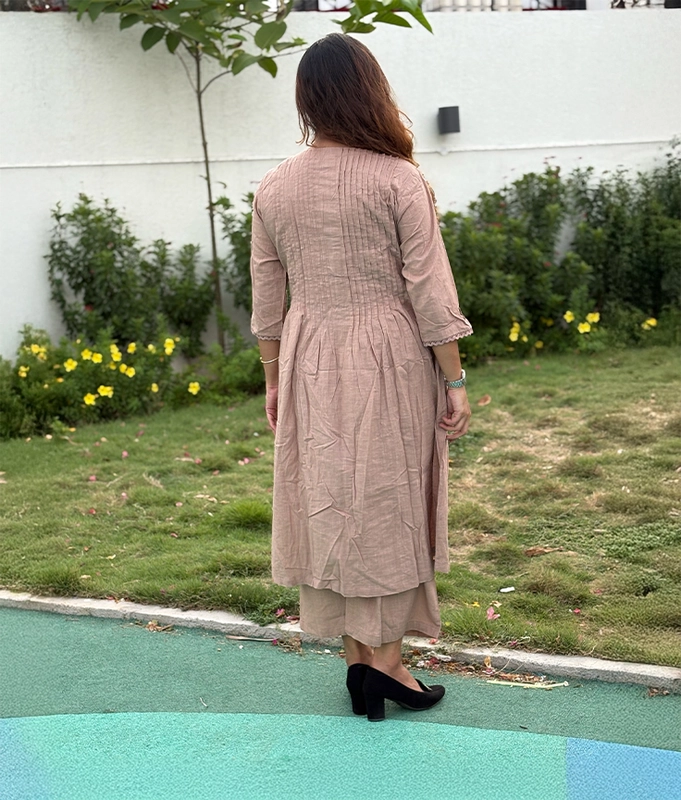 Biscuit Pintuck Kurta Set