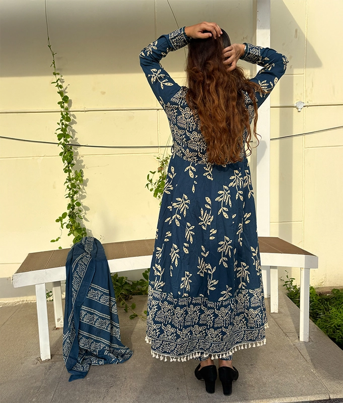 Indigo Cotton Suit Set