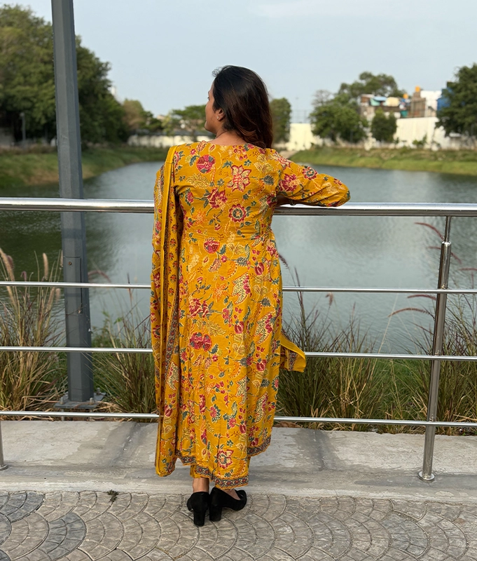 Mustard  Anarkali Suit Set