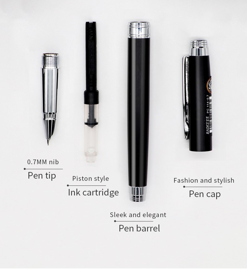 Baoke PC114 Black Metal Fountain Pen 0.7