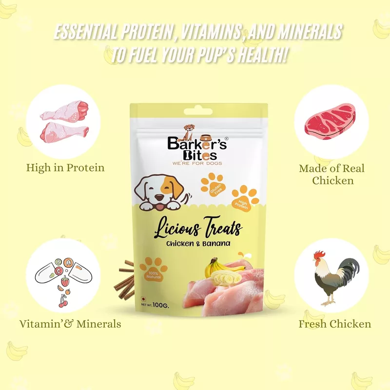 Barker's Bite Chicken and Banana Sticks for Dogs