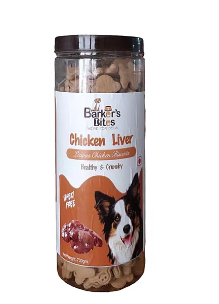 Barker's Bite Chicken Liver Dog Biscuit Jar
