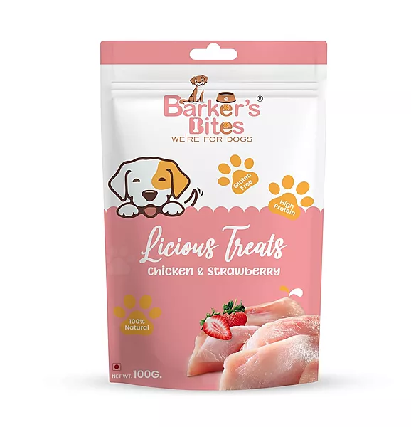 Barker's Bite Chicken and Strawberry Sticks for Dogs