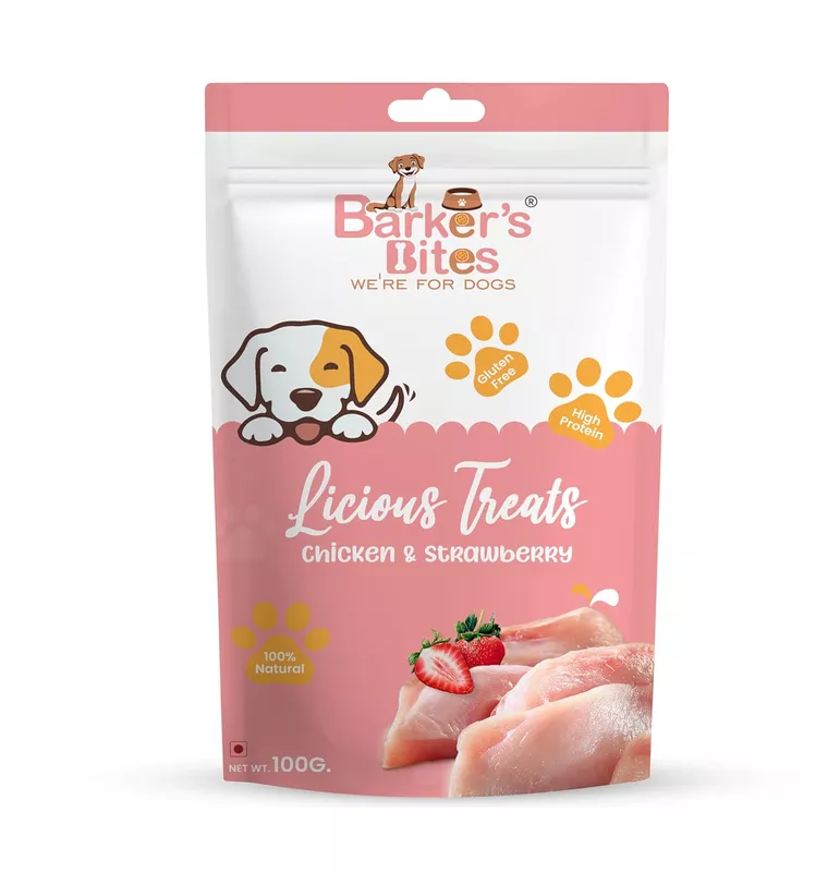 Barker's Bite Chicken and Strawberry Sticks for Dogs