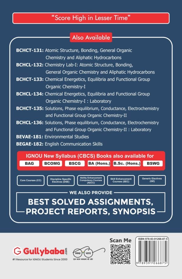 IGNOU BCHCT-137 - Coordination Chemistry, States of Matter and Chemical Kinetics, Latest CBCS Help Book Edition