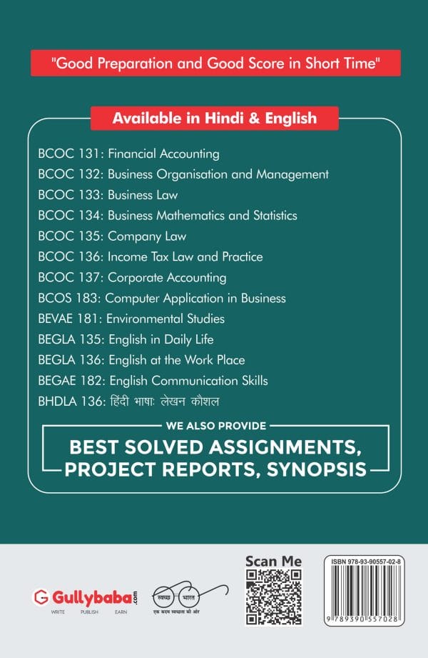 IGNOU BCOC-135 - Company Law, Latest CBCS Help Book Edition IGNOU BCOC-135 - Company Law, Latest CBCS Help Book Edition