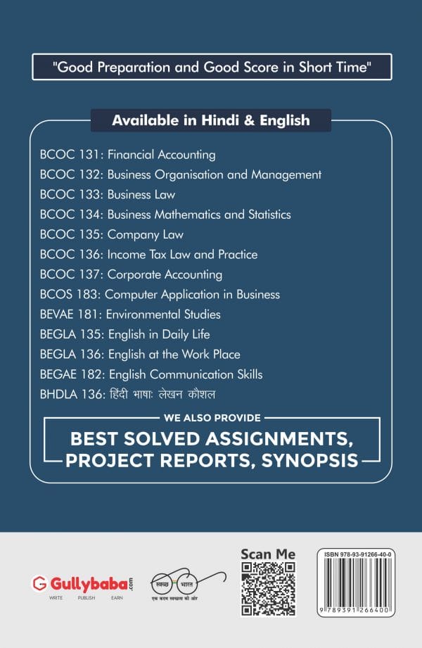IGNOU BCOC-137 - Corporate Accounting, Latest CBCS Help Book Edition IGNOU BCOC-137 - Corporate Accounting, Latest CBCS Help Book Edition
