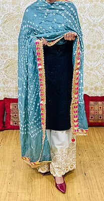 Bandhani Dupatta Set-Grey Bandhani Dupatta Set-Grey