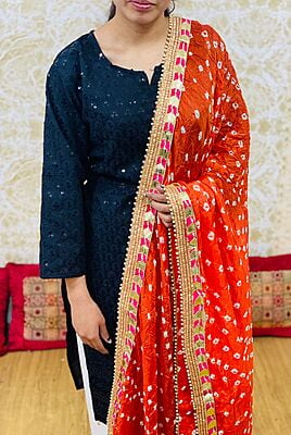 Bandhani Dupatta Set-Orange Bandhani Dupatta Set-Orange