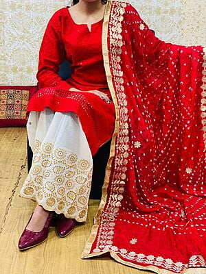 Bandhani Dupatta Set-Red Bandhani Dupatta Set-Red