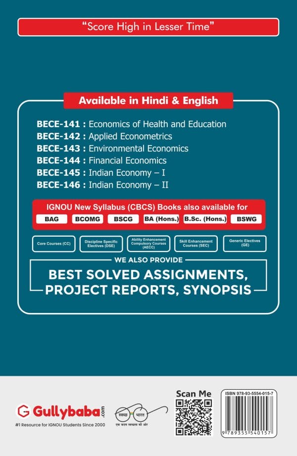 IGNOU BECE-143 - Environmental Economics, Latest CBCS Help Book Edition