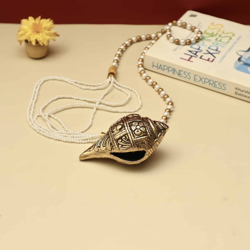 Brass Shankh - 4.5 inch Height | Authentic Brass Shankh for Ritualistic Purposes