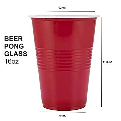 Beer Pong Glass | Red Drinking Cup | Drinking Glass for New Year Bachelor Anniversary Helloween Wedding Adults Parties and Games | Party Suppliers | 16 OZ | Set of 20pcs