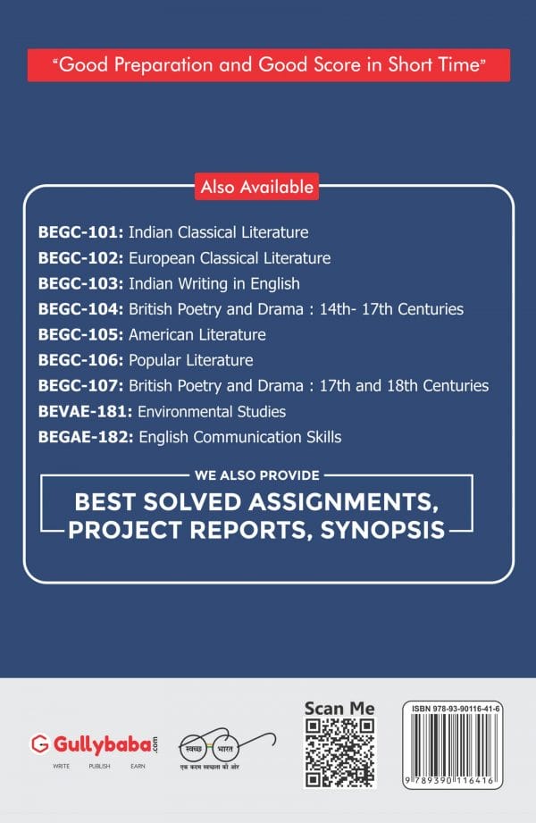 IGNOU BEGC-101 - Indian Classical Literature, Latest CBCS Help Book Edition