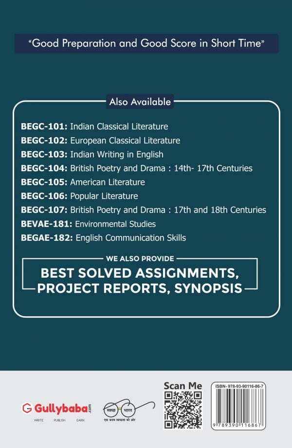 IGNOU BEGC-104 - British Poetry and Drama 14th-17th Century, Latest CBCS Help Book Edition