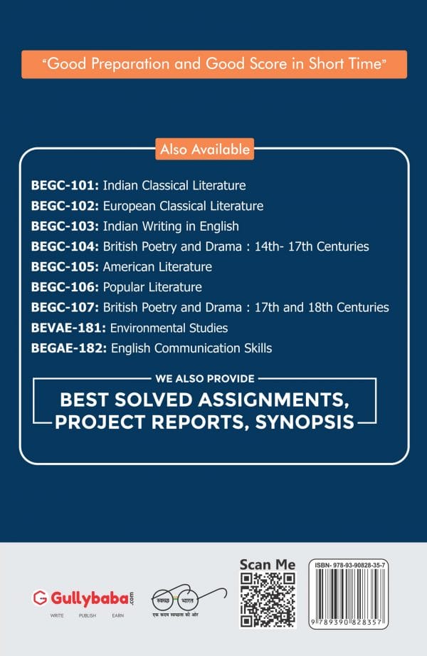 IGNOU BEGC-105 - American Literature, Latest CBCS Help Book Edition