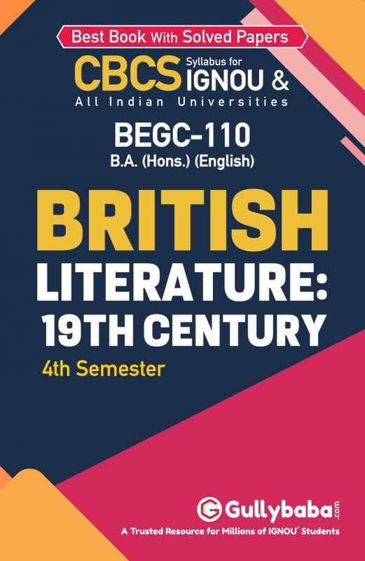 IGNOU BEGC-110 - British Literature: 19th Century, Latest CBCS Help Book Edition