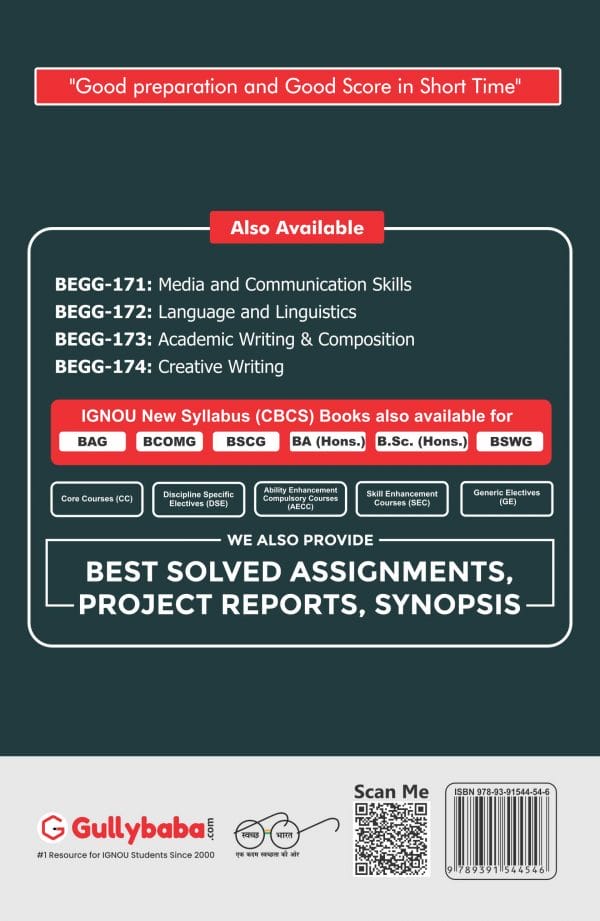 IGNOU BEGG-172 - Language and Linguistics, Latest CBCS Help Book Edition