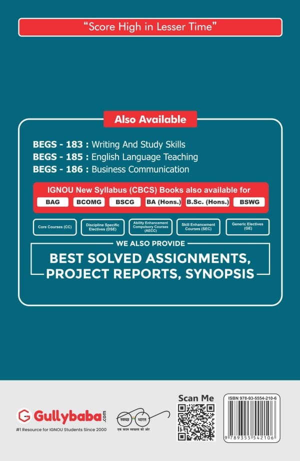 IGNOU BEGS-186 - Business Communication, Latest CBCS Help Book Edition