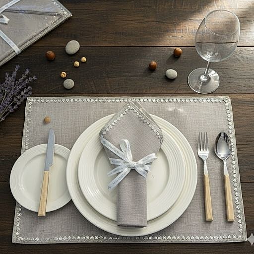 BEIGE MAT & NAPKIN SET