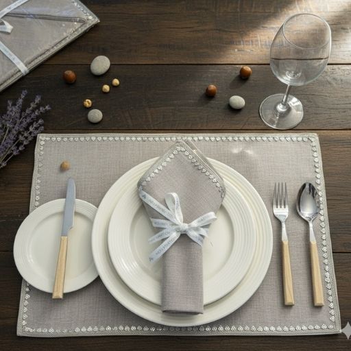 BEIGE MAT & NAPKIN SET