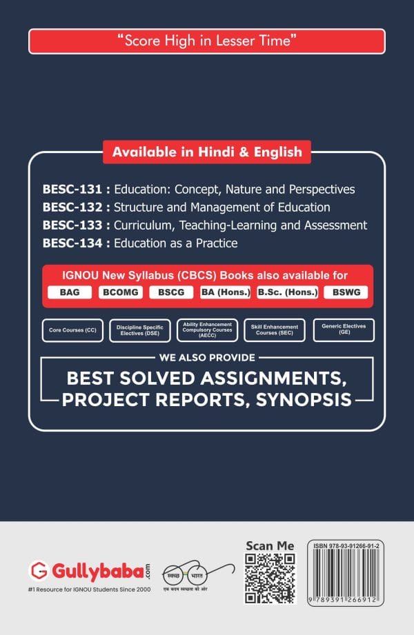 IGNOU BESC-131 - Education: Concept, Nature and Perspective, Latest CBCS Help Book Edition
