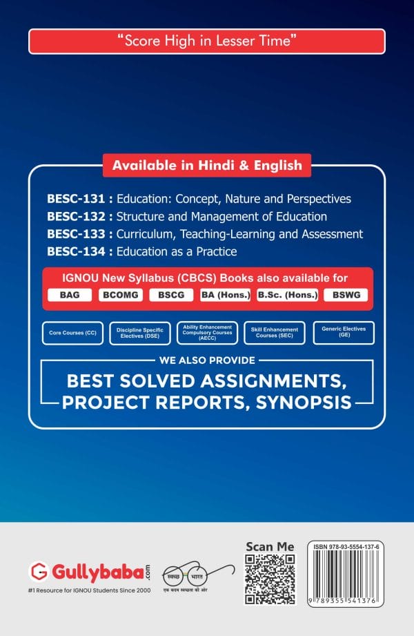 IGNOU BESC-133 - Curriculum, Teaching-Learning and Assessment, Latest CBCS Help Book Edition