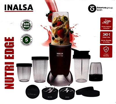 BG Inalsa Nutri Edge 5J Red Metallic, Metallic Silver