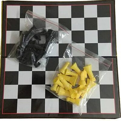 LUDO & CHESS WOODEN  GOLD 19 MM. WITH COINS  ..