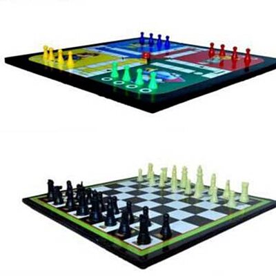 LUDO & CHESS WOODEN  GOLD 19 MM. WITH COINS  ..