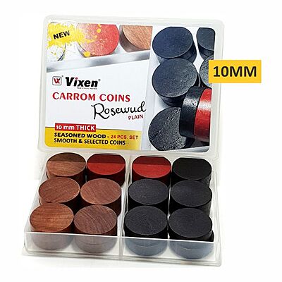 CARROM MEN WOODEN ROSEWOOD PLAIN 10 MM  ..