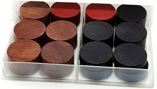CARROM MEN WOODEN ROSEWOOD PLAIN 10 MM ..