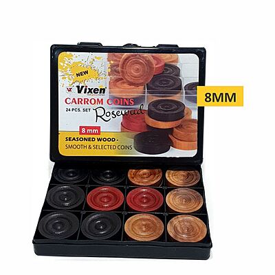 CARROM MEN WOODEN ROSEWOOD PLAIN 10 MM  ..