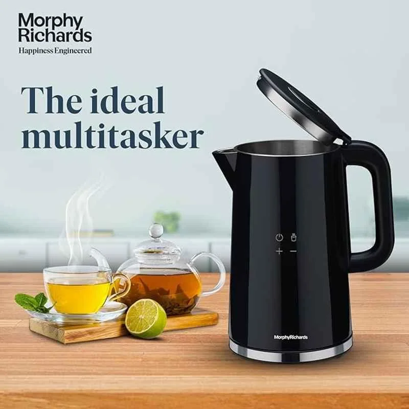 Morphy Richards Windsor Series Kettle 1.7L , Model 590030 , Digital Control Panel , Safety Features, Stainless Steel Body, Keep warm function-2-Yr Warranty by Brand (Black)