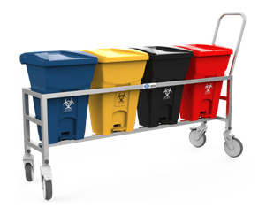 Gita Steel Furniture Biodegradable Waste Trolley- Set Of 4 Bins 30 LTR (1050)