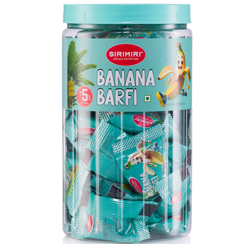 Banana Barfi sweets jar - 50 pieces, 10g each, Rs 5 per piece - Traditional Indian mithai